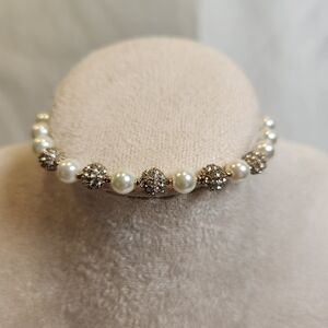 Charter Club Pearl and Pave Crystal Bead Bracelet